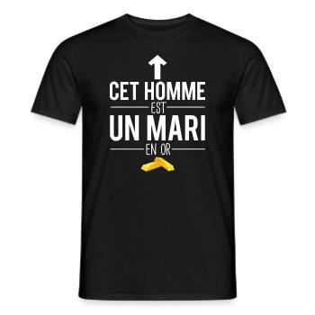 Cet homme est un mari en or cadeau mari humour - T-shirt homme - noir - Devant - AI Model Male 178 light (178cm)