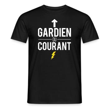 Gardien du courant électricité électricien humour - T-shirt homme - noir - Devant - AI Model Male 178 light (178cm)