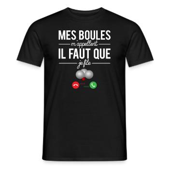 Mes boules m'appellent il faut que je file - T-shirt homme - noir - Devant - AI Model Male 178 light (178cm)
