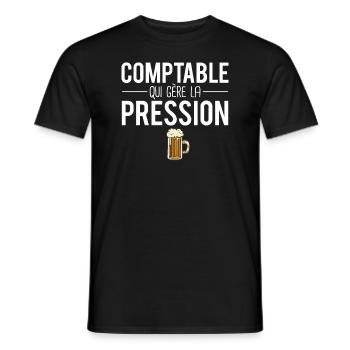 Comptable qui gère la pression métier humour - T-shirt homme - noir - Devant - AI Model Male 178 light (178cm)