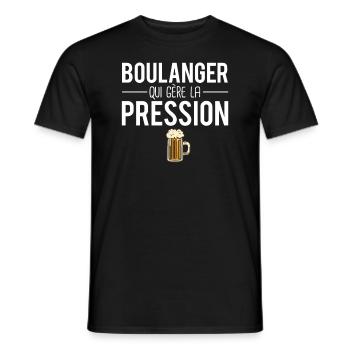 Boulanger qui gère la pression métier humour - T-shirt homme - noir - Devant - AI Model Male 178 light (178cm)