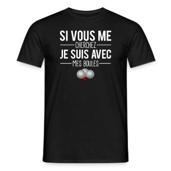 Je suis avec mes boules bouliste pétanque humour - T-shirt homme - noir - Devant - AI Model Male 178 light (178cm)