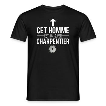 Cet homme est un super charpentier métier humour - T-shirt homme - noir - Devant - AI Model Male 178 light (178cm)