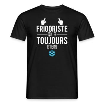 Frigoriste qui a toujours raison cadeau frigoriste - T-shirt homme - noir - Devant - AI Model Male 178 light (178cm)