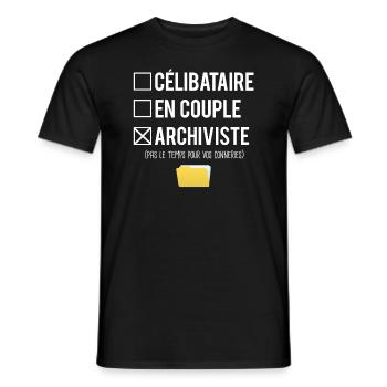 Célibataire en couple archiviste humour métier - T-shirt homme - noir - Devant - AI Model Male 178 light (178cm)