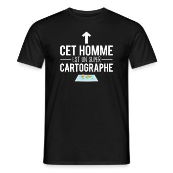 Cet homme est un super cartographe humour métier - T-shirt homme - noir - Devant - AI Model Male 178 light (178cm)