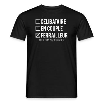 Célibataire en couple ferrailleur humour métier - T-shirt homme - noir - Devant - AI Model Male 178 light (178cm)