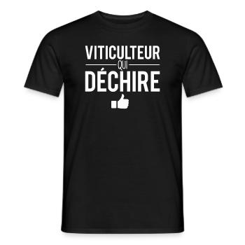 Cadeau viticulteur qui déchire métier vin vigne - T-shirt homme - noir - Devant - AI Model Male 178 light (178cm)