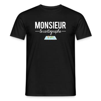 Monsieur le cartographe métier cartographe humour - T-shirt homme - noir - Devant - AI Model Male 178 light (178cm)