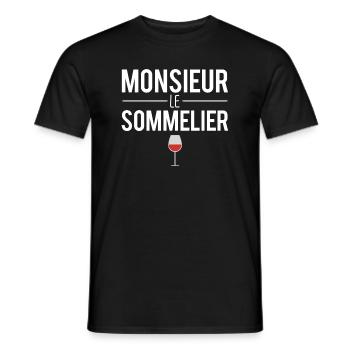 Monsieur le sommelier métier vin humour - T-shirt homme - noir - Devant - AI Model Male 178 light (178cm)