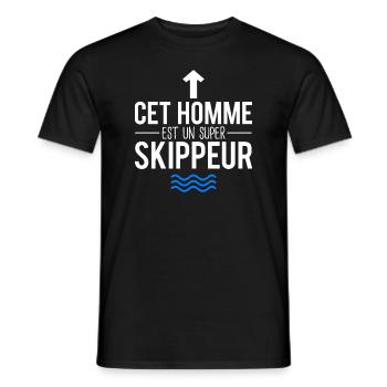 Cet homme est un super skipper capitaine bateau - T-shirt homme - noir - Devant - AI Model Male 178 light (178cm)