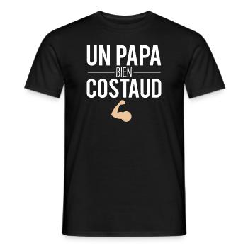 Papa bien costaud cadeau papa fête des pères - T-shirt homme - noir - Devant - AI Model Male 178 light (178cm)