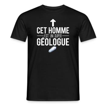 Cet homme est un super géologue humour métier - T-shirt homme - noir - Devant - AI Model Male 178 light (178cm)