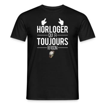 Horloger qui a toujours raison cadeau horloger - T-shirt homme - noir - Devant - AI Model Male 178 light (178cm)
