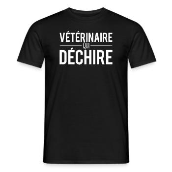 Vétérinaire qui déchire cadeau vétérinaire humour - T-shirt homme - noir - Devant - AI Model Male 178 light (178cm)