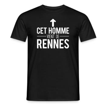 Cet homme vient de rennes rennais humour - T-shirt homme - noir - Devant - AI Model Male 178 light (178cm)