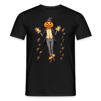 Joyeux Halloween citrouille chapeau de sorcière épouvantail - T-shirt homme - noir - Devant - AI Model Male 178 light (178cm)