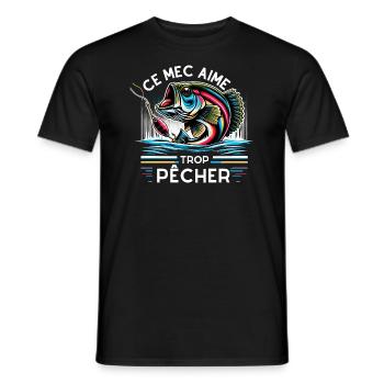 ce mec aime trop pêcher - T-shirt homme - noir - Devant - AI Model Male 178 light (178cm)