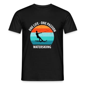 Water skis, water skis, water skiers - Men's T-Shirt - black - Front - AI Model Male 178 light (178cm)