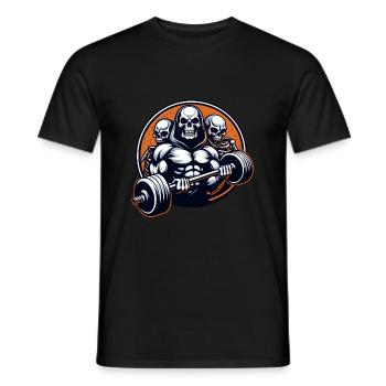 Gym Skeleton Skull Bodybuilder Motivation Sports - Men's T-Shirt - black - Front - AI Model Male 178 light (178cm)