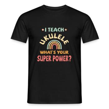J’enseigne au ukulélé quel est votre super pouvoir? - T-shirt homme - noir - Devant - AI Model Male 178 light (178cm)