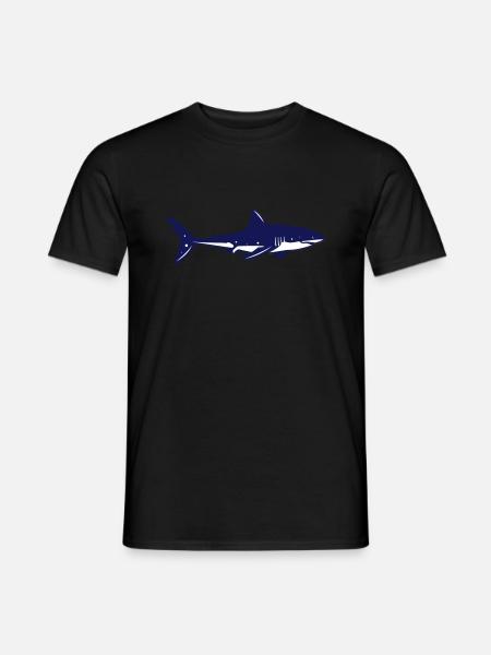 Hai Logo | Haifisch Signet | Weißer Hai - Männer T-Shirt - Schwarz