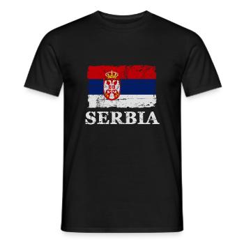 Serbia - flag - banner - flag - flag - Men's T-Shirt - black - Front - AI Model Male 178 light (178cm)