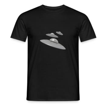 3 Ufo with aliens - Men's T-Shirt - black - Front - AI Model Male 178 light (178cm)