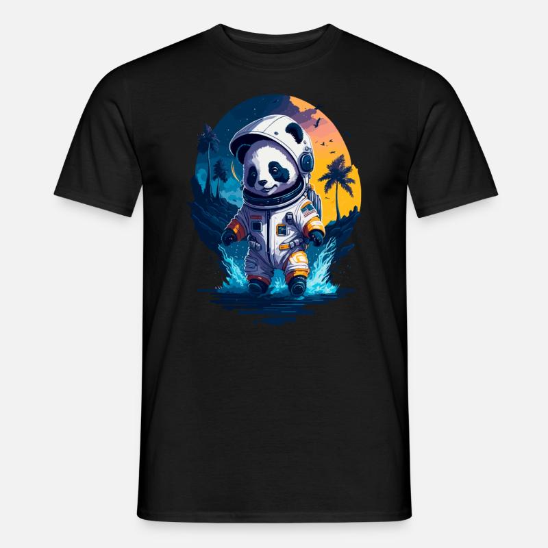 Niedlicher Panda-Astronaut - Männer T-Shirt - Schwarz
