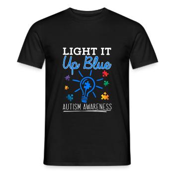 Light It Up Blue Autism Awareness Month T Shirt - Men's T-Shirt - black - Front - AI Model Male 178 light (178cm)