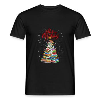 Christmas Book Tree Lights T Shirt - T-shirt homme - noir - Devant - AI Model Male 178 light (178cm)