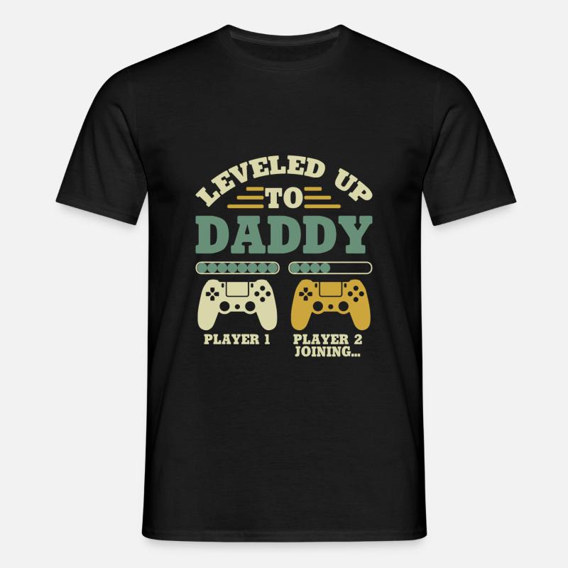 Jævnet med niveauet op til Daddy Player 1 Player 2 Tilmelding - T-shirt til herrer - sort