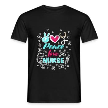 Peace Love Nurse Funny RN Nurse Practitioner - Männer T-Shirt - Schwarz - Vorne - AI Model Male 178 light (178cm)