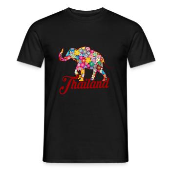 Bunter Elefant Thailand - Männer T-Shirt - Schwarz - Vorne - AI Model Male 178 light (178cm)