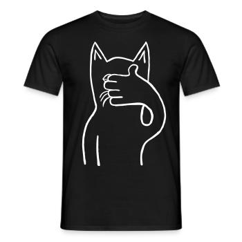 Cat/cat *eye-holding* - Men's T-Shirt - black - Front - AI Model Male 178 light (178cm)