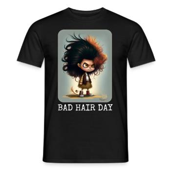 Lustiges Bad Hair Day Design - Männer T-Shirt - Schwarz - Vorne - AI Model Male 178 light (178cm)