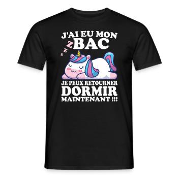 Baccalauréat 2023 Cadeau félicitation BAC Licorne - T-shirt homme - noir - Devant - AI Model Male 178 light (178cm)