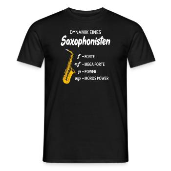 Dynamik eines Saxophonisten Saxophonist Saxophon - Männer T-Shirt - Schwarz - Vorne - AI Model Male 178 light (178cm)