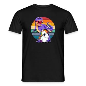 Einhorn und Dinosaurier - Männer T-Shirt - Schwarz - Vorne - AI Model Male 178 light (178cm)