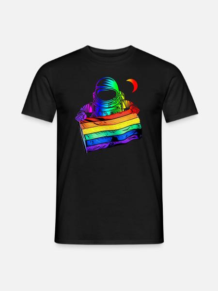 LGBTQ Flagge Astronaut - LGBTQ - Männer T-Shirt - Schwarz