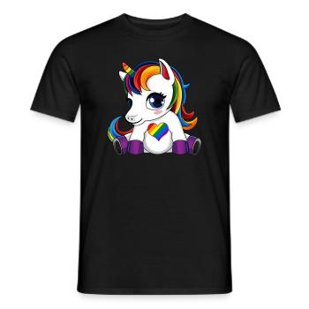 Licorne mignonne LGBTQ - T-shirt homme - noir - Devant - AI Model Male 178 light (178cm)