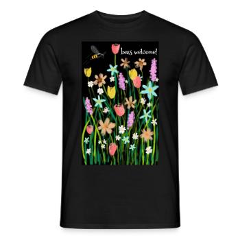 Bee Dream- Bees welcome! - Men's T-Shirt - black - Front - AI Model Male 178 light (178cm)