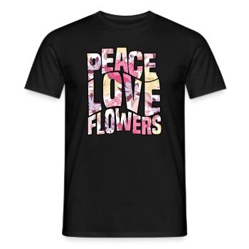Paix Amour Fleurs - T-shirt homme - noir - Devant - AI Model Male 178 light (178cm)