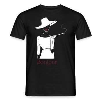 bonjour Tshirt - T-shirt Salut Français - T-shirt homme - noir - Devant - AI Model Male 178 light (178cm)