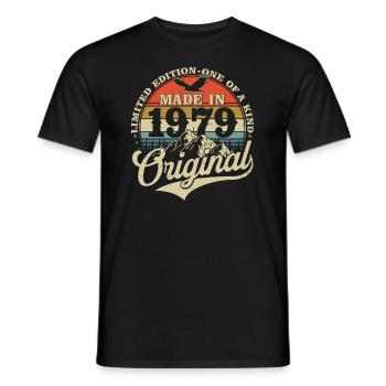 1979 Vintage né Vintage cadeau d’anniversaire - T-shirt homme - noir - Devant - AI Model Male 178 light (178cm)