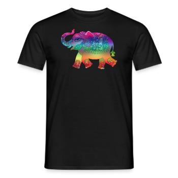 Colorful elephant - Men's T-Shirt - black - Front - AI Model Male 178 light (178cm)