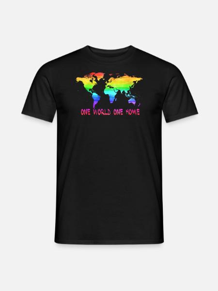 One World One Home Weltkarte - Männer T-Shirt - Schwarz