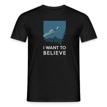 Je veux croire - les rêves fantastiques avec le vol - T-shirt homme - noir - Devant - AI Model Male 178 light (178cm)