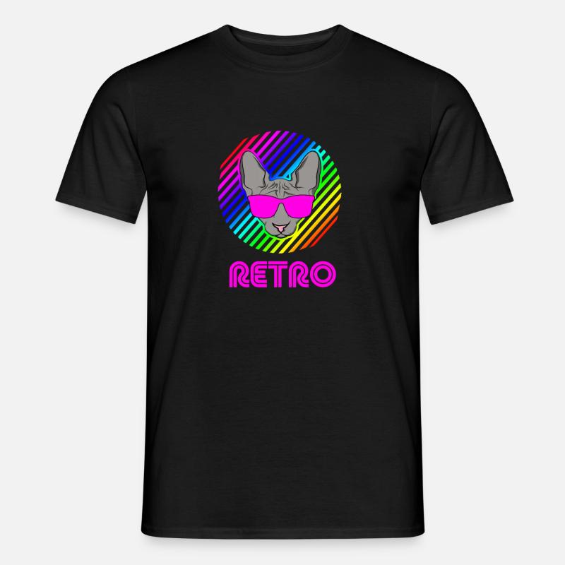 Retro Cat Katze der 90er - Männer T-Shirt - Schwarz