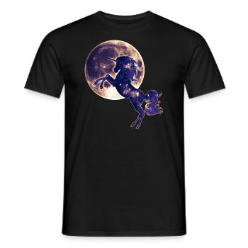 Einhorn, Vollmond , Mond, Magie, Pferd, unicorn, - Männer T-Shirt - Schwarz - Vorne - AI Model Male 178 light (178cm)